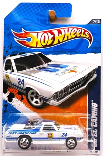 Hot Wheels 2011 '' '68 EL CAMINO " HW Main Street '11 - 7 von 10 - 167/244 Weiß mit 'FORT WORTH FIRE' auf der hinteren Viertelplatte und Haube. Fort Worth Emblem an der Tür, Gebläsemotor hinter der Fahrerkabine und Tonneau Abdeckung von Hot Wheels