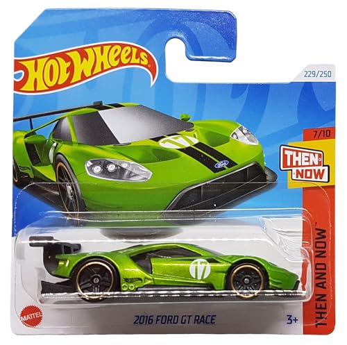 Hot Wheels - 2016 Ford GT Race - Then and Now 7/10 - HTC71 - Short Card - Supersportwagen - grün metallic - Mattel 2024 – 1:64 von Hot Wheels