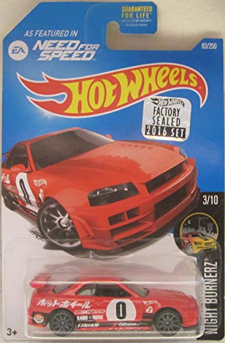 Hot Wheels 2016 Werksversiegeltes Set, exklusives Need For Speed Night Burnerz – Nissan Skyline GT-R (R34) von Hot Wheels