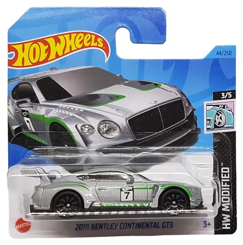 Hot Wheels - 2018 Bentley Continental GT3 - HW Modified 3/5 - HKL45 - Short Card - Silbergrau metallic - Mattel 2023 von Hot Wheels