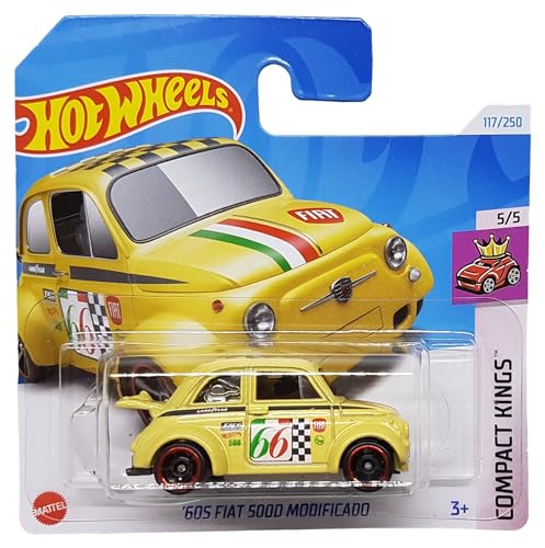 Hot Wheels - ´60s FIAT 500 Modificado - Compact Kings 5/5 - HTC20 - Short Card - Good Year - gelb - Mattel 2024 von Hot Wheels