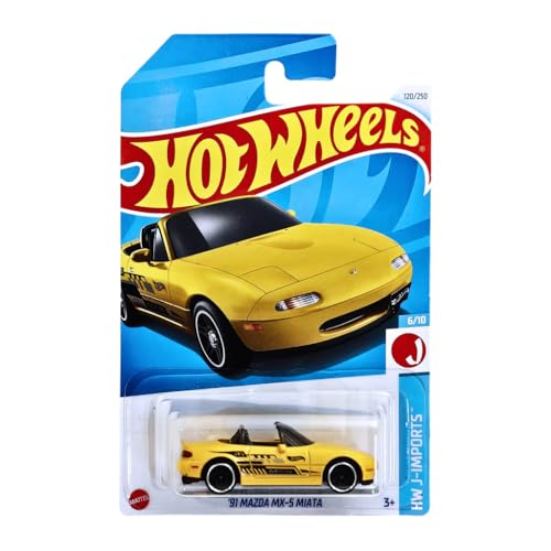 Hot Wheels - ´91 Mazda MX-5 Miata - HW J-Imports 6/10 - HTD80 - Short Card - gelb - Mattel 2024 – 1:64 von Hot Wheels