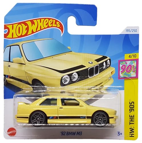 Hot Wheels - ´92 BMW M3 - HW: The ´90s 4/10 - HTB06 - Short Card - gelb - Mattel 2024 - 1:64 von Hot Wheels