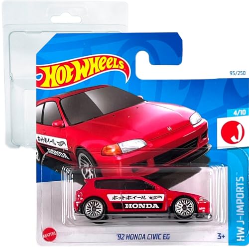 Hot Wheels '92 Honda Civic EG HW J-Imports 4/10 (90/250) HTC43 Rot 2024 + Kurzkartenschutz Frikimonkey von Hot Wheels