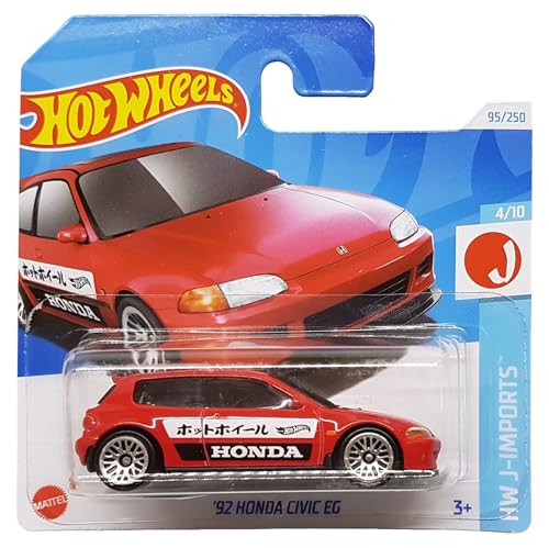 Hot Wheels - ´92 Honda Civic EG - HW J-Imports 4/10 - HTC43 - Short Card - rot - Mattel 2024 - 1:64 von Hot Wheels