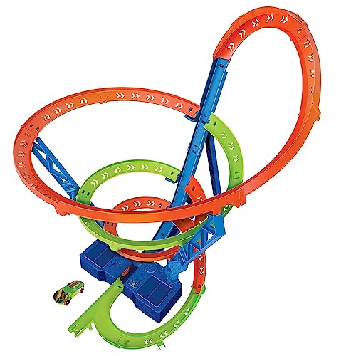 Hot Wheels HJT51 - Action Crash-Spirale Autorennbahn mit Crash-Zonen und Batterie-betriebenem Beschleuniger, enthält 1 Spielzeugauto, Spielzeug für Kinder ab 5 Jahren von Hot Wheels