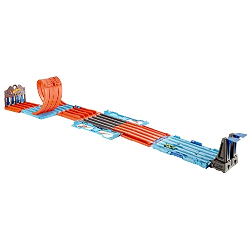 Hot Wheels Bahn Track Builder, Rennkiste (3 Stunts in 1 Set) zum Bauen von Autorennbahnen für Hot Wheels Autos, inkl. 2 Spielzeugautos, Auto Spielzeug, Spielzeug ab 6 Jahre, GKT87 von Hot Wheels