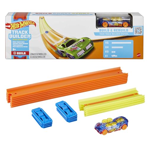 Hot Wheels GVG13 - Track Builder Unlimited Track Pack Set mit 1 Hot Wheels Fahrzeug im Maßstab 1:64, Spielzeug Autorennbahn für Kinder ab 6 Jahren von Hot Wheels