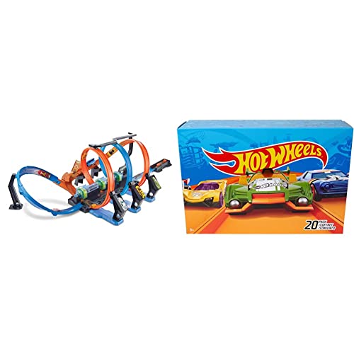 Hot Wheels Corkscrew Crash Track Set [Amazon Exclusive] & DXY59 20er Pack 1:64 Die-Cast Fahrzeuge Geschenkset, je 20 Spielzeugautos, zufällige Auswahl, ab 3 Jahren [Exklusiv bei Amazon] von Hot Wheels