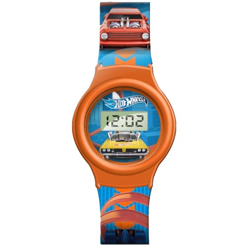 Hot Wheels Jungen-Armbanduhr – Digitale LCD-Uhr mit 5 Funktionen – für Kinder ab 3 Jahren – Spielzeug für Kinder, Modern von Hot Wheels