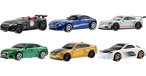 Hot Wheels HDH51 - European Car Culture-Multipack mit 6 hochwertigen Spielzeugautos, Maßstab 1:64, authentische Deko, beliebte Modelle, Autorennbahn Geschenk für Kinder ab 3 Jahren & Sammler von Hot Wheels