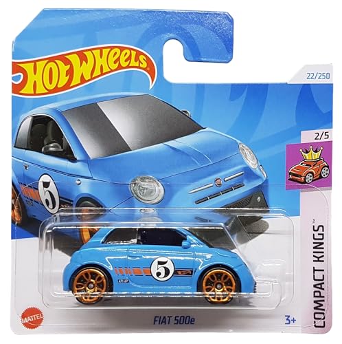 Hot Wheels - FIAT 500e - Compact Kings 2/5 - HTD03 - Short Card - blau - Mattel 2024 - 1:64 von Hot Wheels