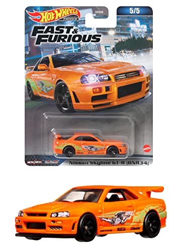 Hot Wheels Fast and Furious DieCast Modellauto Nissan Skyline GT-R BNR34 – Maßstab 1/64, Länge 7 cm HKD21 von Mattel