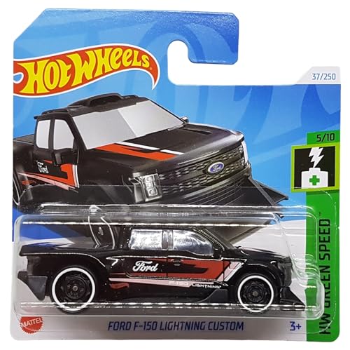 Hot Wheels - Ford F-150 Lightning Custom - HW Green Speed 5/10 - HTD01 - Short Card - Pickup Truck - schwarz - Mattel 2024 - 1:64 von Hot Wheels