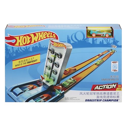 Hot Wheels GBF82 - Sortiment mit 3 Action-Sets für spannende Rennen, Wettkämpfe und zum Entwickeln von Fähigkeiten, Spielzeug ab 4 Jahren von Hot Wheels