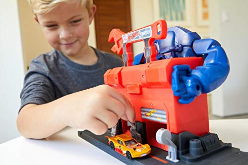 Hot Wheels GJK89 - Gorilla-Angriff Werkstattset Spielset zum Herumschieben und Geschichtenerzählen mit 1 Fahrzeug, Spielzeug ab 4 Jahren von Hot Wheels