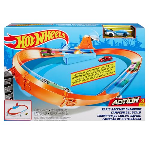 Hot Wheels GJM75 - Action Speed Boost Champion Trackset mit 1 Fahrzeug, Spielzeug Autorennbahn ab 5 Jahren von Hot Wheels