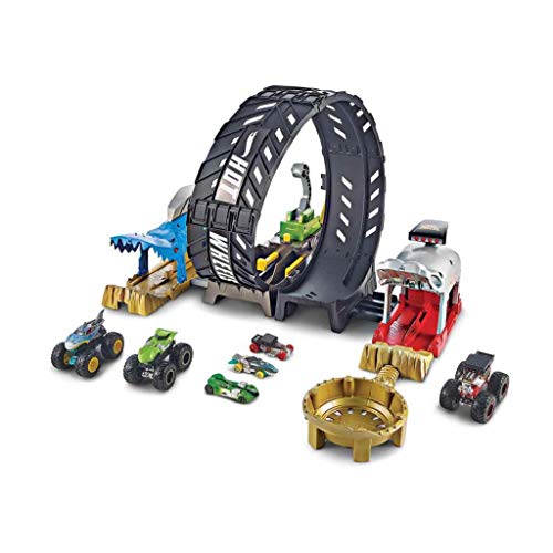 Hot Wheels GKY00 - Monster Trucks Looping Challenge Spielset mit 1 Monster Truck und 1 Fahrzeug im Maßstab 1:64, Spielzeug ab 3 Jahren von Hot Wheels