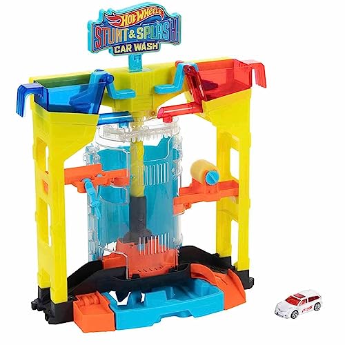 Hot Wheels GRW37 - Farbwechsel Autowaschanlagen-Spielset mit 1 Fahrzeug mit Farbwechseleffekt, für Kinder ab 4 Jahren von Hot Wheels