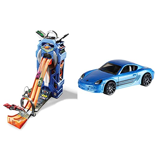 Hot Wheels GWT34 - City Power Parkgarage und Parkhaus, ca. 57 cm hoch, ab 5 Jahren & DXY59-20er Pack 1:64 Die-Cast Fahrzeuge Geschenkset, je 20 Spielzeugautos, zufällige Auswahl, ab 3 Jahren von Hot Wheels