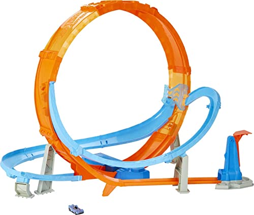 Hot Wheels HCB00 - Riesen Looping Crash Trackset mit ca. 70 cm breitem Looping und 1 Fahrzeug, Spielzeug Autorennbahn ab 5 Jahren von Hot Wheels