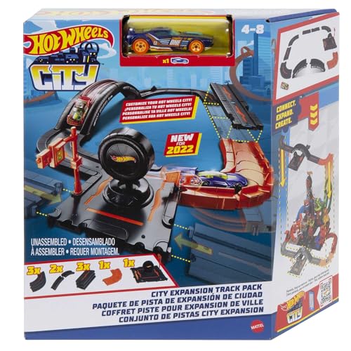 Hot Wheels City - Erweiterungs-Streckenset inklusive 10 Komponente für individuelle Gestaltung und Action-Auto, Kinder ab 4 Jahre, HDN95 von Hot Wheels