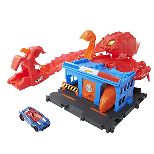 Hot Wheels HDR32 - Gefährliche Skorpion Attacke mit 1 Spielzeugauto, mit Anderen Sets kombinierbar, biegsame Strecke bis 76 cm, Autorennbahn Geschenk für Kinder ab 4 Jahren von Hot Wheels