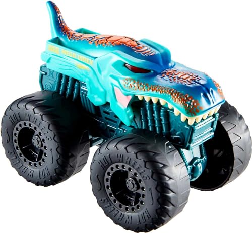 Hot Wheels HDX64 - Monster Race Ace-Truck mit Licht- und Geräuscheffekten, Motor- und Crash-Geräuschen, Kabinenbeleuchtung, spielt das Helden-Titellied, Spielzeug Autos für Kinder ab 3 Jahren von Hot Wheels