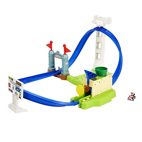 Hot Wheels HGK59 - Mario Kart Basis Rundkurs Trackset mit Mario Kart-Fahrzeug, von Videospielen inspiriertes Spielset für Kinder ab 3 Jahren von Hot Wheels