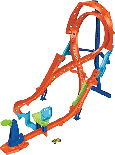 Hot Wheels - Trackset mit 1 Fahrzeug, Rennstrecke mit 8er-Kurve für Stunt- und Rennaction, lässt Sets verbinden und zur Aufbewahrung zusammenklappen, HMB15 von Hot Wheels