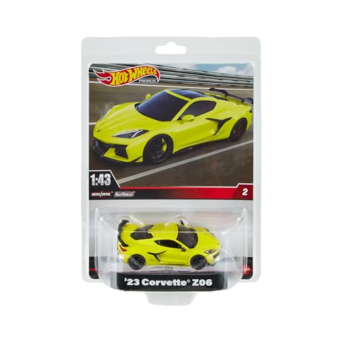 Hot Wheels Corvette Z06 im Maßstab 1:43, offiziell lizenzierte Replikate für Erwachsene Sammler, Real-Riders-Reifen, Metal-Karosserie und -Fahrgestell, Fahrzeug HMD48 von Fisher-Price