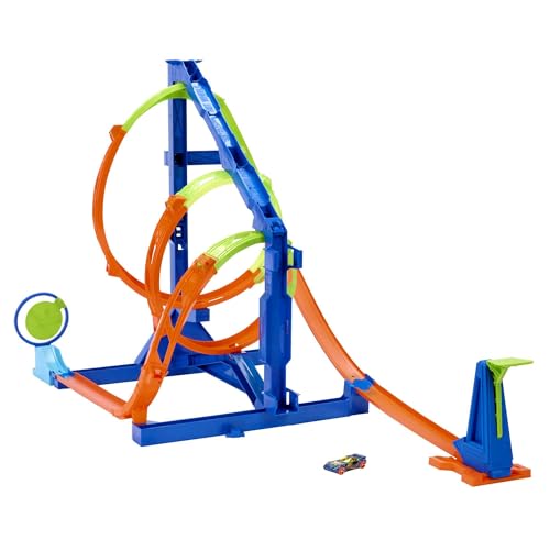 Hot Wheels Looping-Twister Set - Trackset mit dreifachem Korkenzieher-Looping und Aufbewahrungsbox, inklusive 1 Spielzeugauto, für Kinder ab 6 Jahren, HMX41 von Hot Wheels