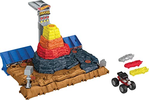 Hot Wheels Monster Trucks Arena Smashers Bone Shaker Spielset Ultimativer Schrottplatz“, enthält 1 exklusiven Bone Shaker und 3 kaputtgehende Autos, HNB96 von Hot Wheels