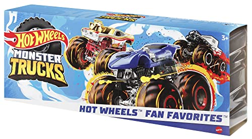 Hot Wheels HNT78 Monster Trucks Creatures 3er-Packung von Spielzeug-Monster-Trucks im Maßstab 1:64, Shark Wreak, Piran-ahh & Mega Wrex, Spielzeug für Kinder ab 3 Jahren von Hot Wheels