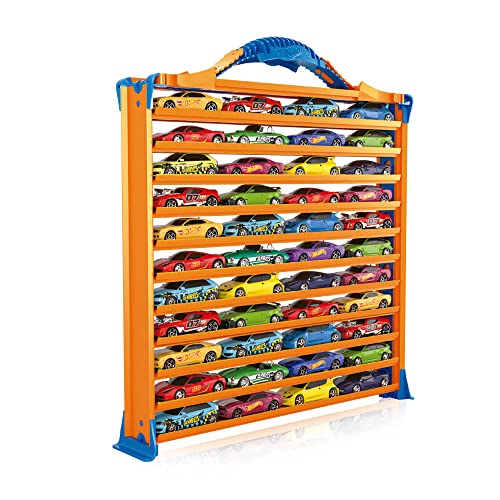 Hot Wheels Rack N' Track Aufbewahrung für 44 Autos oder anderes Spielzeug – Schaukasten, Setzkasten, Sammelkoffer, Sammelbox, Mehrfarbig, Autos sind Nicht enthalten. (HWCC9) von Hot Wheels