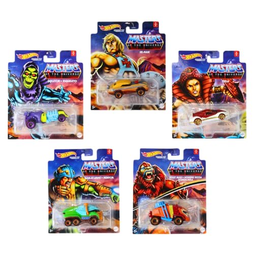 Hot Wheels - Maitre des Universums – Set mit 5 Autos aus Metall – JH91G – Skeletor, He-Man, Beast Man, Man at Arms, Teela – Neu von Hot Wheels