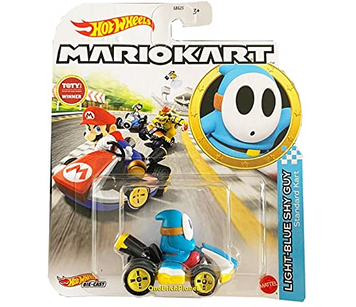 Hot Wheels Mario Kart – Fahrzeug / Auto aus Metall – Light Blue Shy Guy Standard Kart – Neuheit 2021 – Neu von Hot Wheels