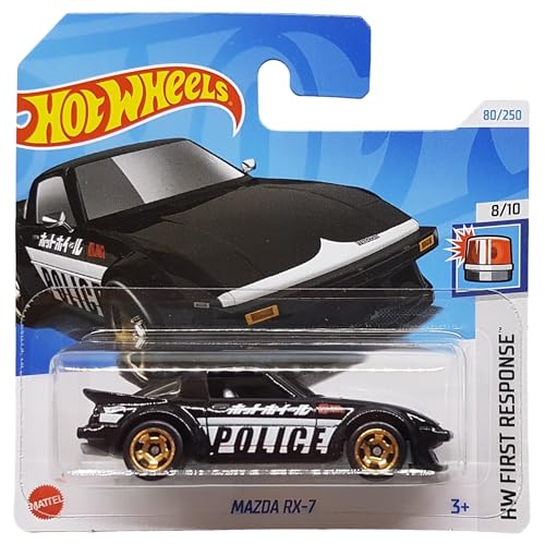 Hot Wheels - Mazda RX-7 - HW First Response 8/10 - HTD54 - Short Card - Police - schwarz - Mattel 2024 - 1:64 von Hot Wheels