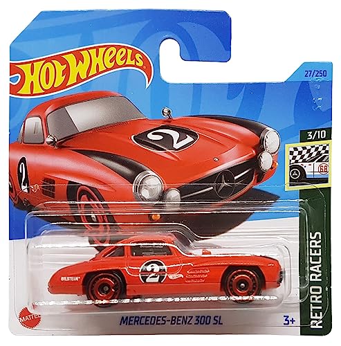 Hot Wheels - Mercedes-Benz 300 SL - Retro Racers 3/10 - HKH02 - Short Card - Bilstein - rot - Mattel 2023 von Hot Wheels