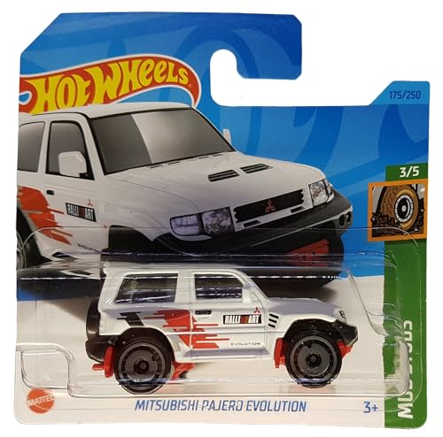 Hot Wheels - Mitsubishi Bajero Evolution - Mud Studs 3/5 - HKK36 - Short Card - Weiss - Rally Art - Mattel 2023 von Hot Wheels