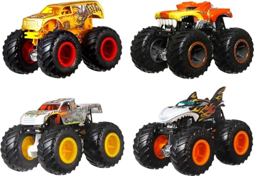 Hot Wheels Monster Trucks, 1:64 Scale Monster Trucks Toy Trucks, Set of 4, Giant Wheels, Favorite Characters and Cool Designs von Hot Wheels