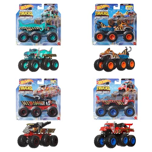 Hot Wheels Monster Trucks Big Rigs, Spielzeugtruck im Maßstab 1:64 mit 6 Rädern, zum Transportieren oder Abschleppen Anderer Fahrzeuge (Stile können abweichen), HWN86 von Hot Wheels