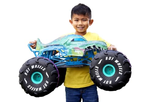 Hot Wheels Monster Trucks Ferngesteuertes Auto, Mega-Wrex im Maßstab 1:6, extragroßer Ferngesteuerter Spielzeug-Truck, mehr als 60 cm lang, HPK28 von Hot Wheels