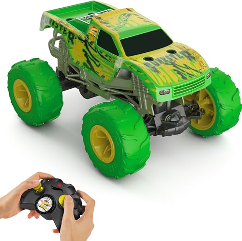 Hot Wheels Monster Trucks Gunkster RC Truck im Maßstab 1:15, leuchtet im Dunkeln, Action-Geländereifen mit Off-Road-Funktion, HTP15 von Hot Wheels