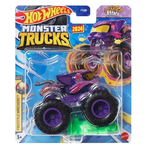 Hot Wheels Monster Trucks Neu für 2024 Maßstab 1:64 (Scratch Attack 4/12 Freestyle Wreckers) von Hot Wheels