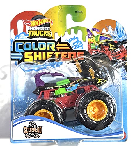 Hot Wheels - Monster Trucks - SCORPEDO - Farbwechsel - Neu für 2023 - Lieferung in Luftpolsterfolie verpackt in einer Kartongröße von Hot Wheels