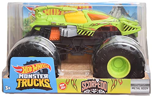 Hot Wheels Monster Trucks Scorpedo, [Grün] Maßstab 1:24 Neu für 2021 von Hot Wheels