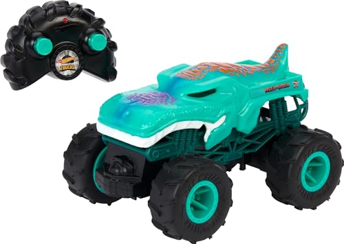 Hot Wheels Monster Trucks Spielzeug RC Ferngesteuerter Mega-Wrex im Maßstab 1:24 mit All-Terrain-Reifen, führt Wheelies aus Hot Wheels Monster Trucks Spielzeug RC Ferngesteuerter Mega-Wrex im Maßstab 1:24 mit All-Terrain-Reifen, führt Wheelies aus von Hot Wheels