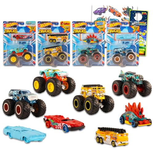 Hot Wheels Monstertruck-Set – 8-teiliges Hot Wheels Partyzubehör-Set mit Monstertruck, Autos und Aufklebern | Hot Wheels Partygeschenke von Hot Wheels