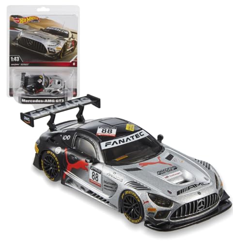 Hot Wheels Premium Mercedes-AMG GT3, Fahrzeug im Maßstab 1:43, offiziell lizenzierte Replikate für Erwachsene Sammler, Real-Riders-Reifen, Metall/Metall-Karosserie und -Fahrgestell, HMD44 von Hot Wheels